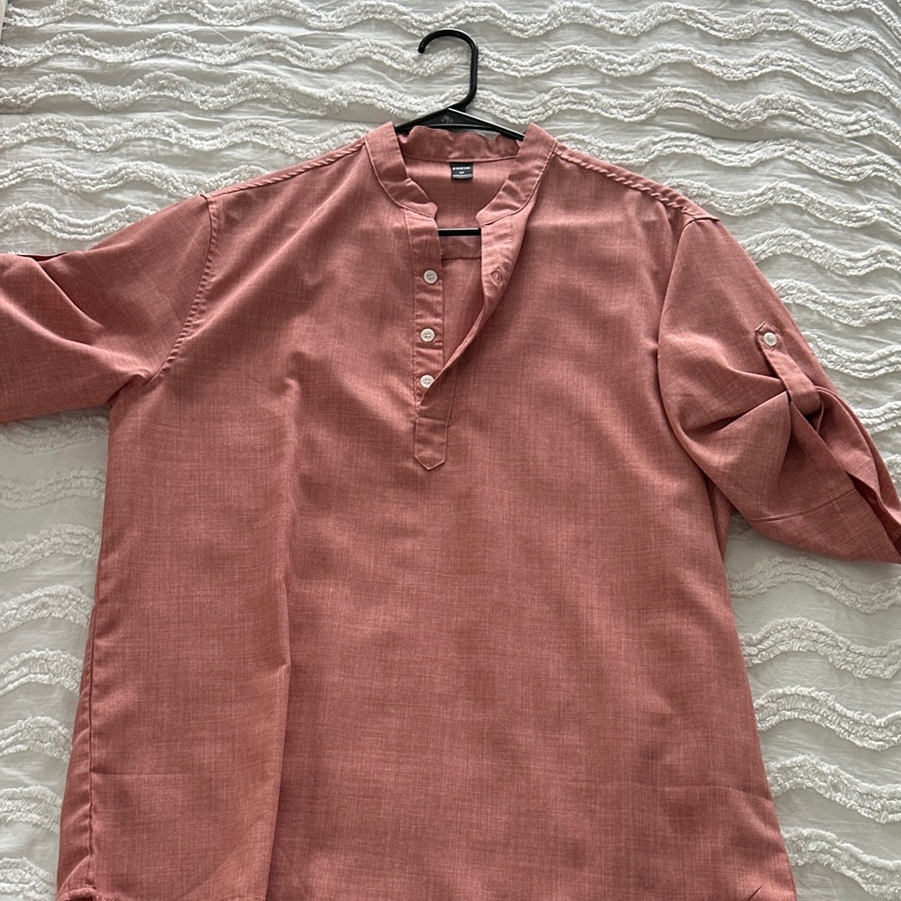 SHEIN Men's Casual Button Down Shirt - Rust